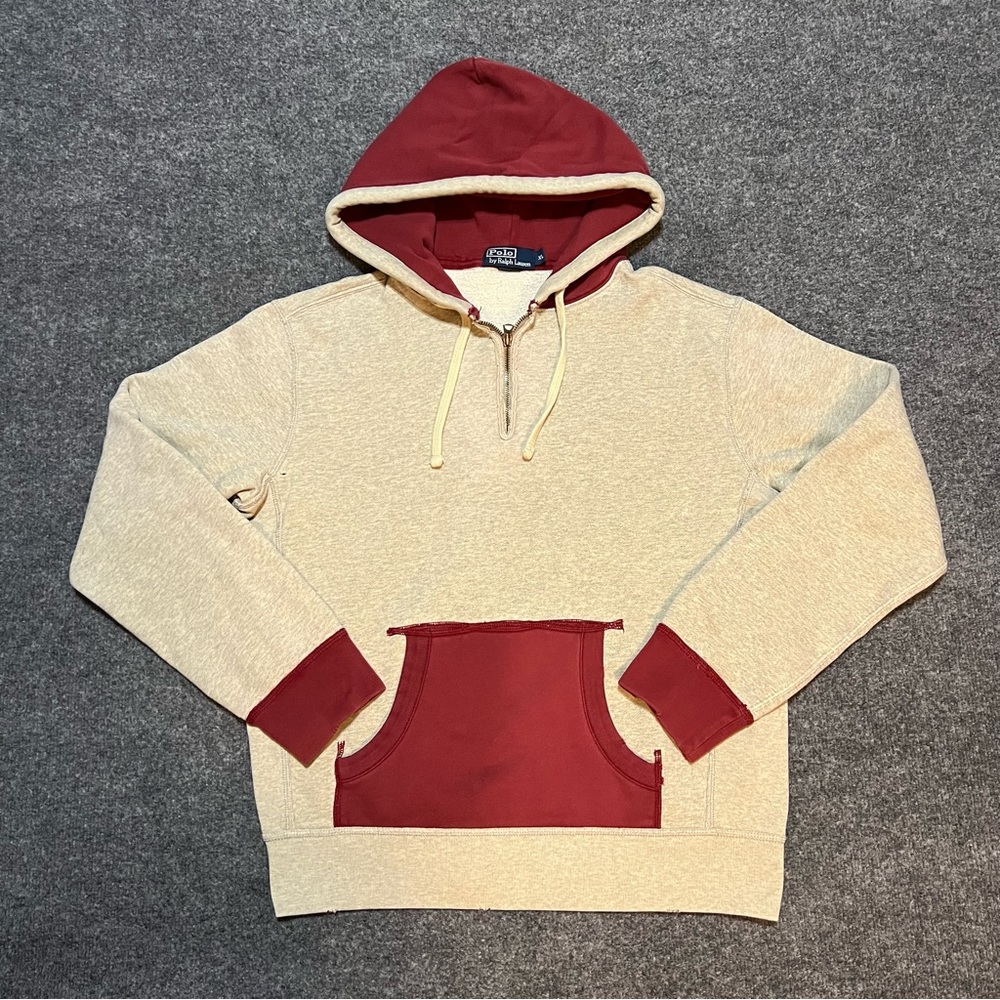 Vintage 90s Polo Ralph Lauren Two Tone 1/4 Zip Hoodie - Picture 1 of 7